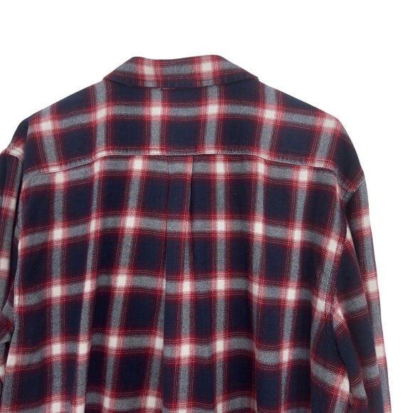 Vans Mens SZ X-Large Classic Fit Red & Navy Plaid Flannel Shirt - Picture 11 of 14